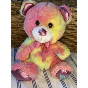 Rainbow Teddy Bear Plush 14” Tye Dye Soft Stuffed Animal